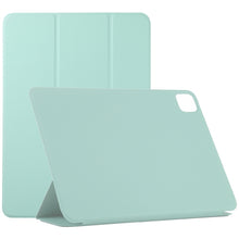 For iPad Pro 12.9 inch(2020) Horizontal Flip Ultra-thin Double-sided Clip Non-buckle Magnetic PU Leather Tablet Case With Three-folding Holder & Sleep / Wake-up Function(Light Green)