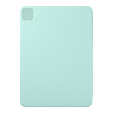 For iPad Pro 12.9 inch(2020) Horizontal Flip Ultra-thin Double-sided Clip Non-buckle Magnetic PU Leather Tablet Case With Three-folding Holder & Sleep / Wake-up Function(Light Green)