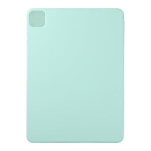 For iPad Pro 12.9 inch(2020) Horizontal Flip Ultra-thin Double-sided Clip Non-buckle Magnetic PU Leather Tablet Case With Three-folding Holder & Sleep / Wake-up Function(Light Green)