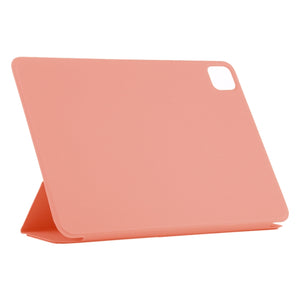 For iPad Pro 12.9 inch(2020) Horizontal Flip Ultra-thin Double-sided Clip Non-buckle Magnetic PU Leather Tablet Case With Three-folding Holder & Sleep / Wake-up Function(Orange)
