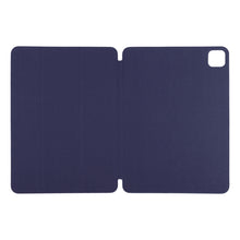 For iPad Pro 12.9 inch(2020) Horizontal Flip Ultra-thin Double-sided Clip Non-buckle Magnetic PU Leather Tablet Case With Three-folding Holder & Sleep / Wake-up Function(Dark Blue)