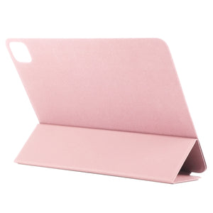 For iPad Pro 12.9 inch(2020) Horizontal Flip Ultra-thin Double-sided Clip Non-buckle Magnetic PU Leather Tablet Case With Three-folding Holder & Sleep / Wake-up Function(Rose Gold)