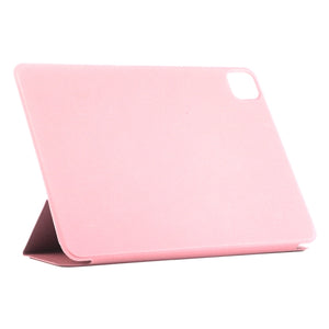 For iPad Pro 12.9 inch(2020) Horizontal Flip Ultra-thin Double-sided Clip Non-buckle Magnetic PU Leather Tablet Case With Three-folding Holder & Sleep / Wake-up Function(Rose Gold)