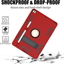 For iPad 10.2 Shockproof PC + Silicone Protective Case with Holder & Pen Slot(Red+Black)