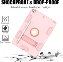 For iPad 10.2 Shockproof PC + Silicone Protective Case with Holder & Pen Slot(Rose Gold)