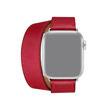 For Apple Watch Series 7 41mm / 6 & SE & 5 & 4 40mm / 3 & 2 & 1 38mm Leather Double Loop Watch Band(Red)