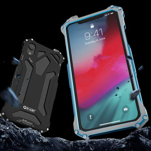 For iPhone XS Max R-JUST Shockproof Armor Metal Protective Case(Black)