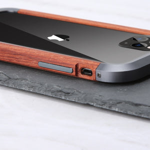 For iPhone 11 Pro R-JUST Metal + Wood Frame Protective Case