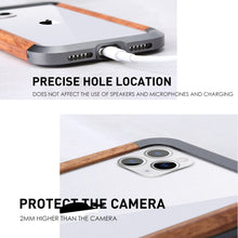 For iPhone 11 Pro R-JUST Metal + Wood Frame Protective Case