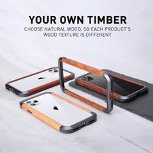 For iPhone 11 Pro R-JUST Metal + Wood Frame Protective Case