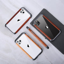 For iPhone 11 Pro R-JUST Metal + Wood Frame Protective Case