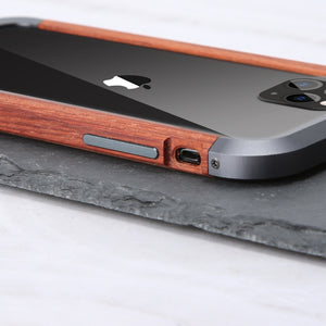 For iPhone 11 Pro Max R-JUST Metal + Wood Frame Protective Case