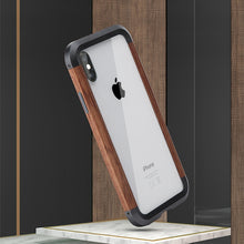 For iPhone XS Max R-JUST Metal + Wood Frame Protective Case