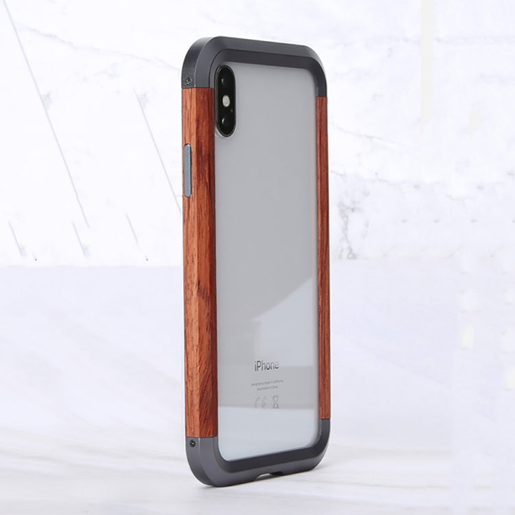 For iPhone XS Max R-JUST Metal + Wood Frame Protective Case