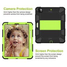 For iPad Pro 12.9 (2018) / (2020) Shockproof Two-Color Silicone Protective Tablet Case with Holder(Black+Green)