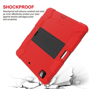 For iPad Pro 12.9 (2018) / (2020) Shockproof Two-Color Silicone Protective Tablet Case with Holder(Red+Black)