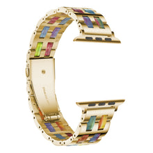 For Apple Watch 5 & 4 44mm / 3 & 2 & 1 42mm Stainless Steel + Resin Watch Band(Iridescent)