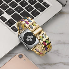 For Apple Watch 5 & 4 44mm / 3 & 2 & 1 42mm Stainless Steel + Resin Watch Band(Iridescent)