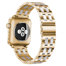 For Apple Watch 5 & 4 44mm / 3 & 2 & 1 42mm Stainless Steel + Resin Watch Band(Pink)