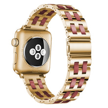 For Apple Watch 5 & 4 44mm / 3 & 2 & 1 42mm Stainless Steel + Resin Watch Band(Wine Red)