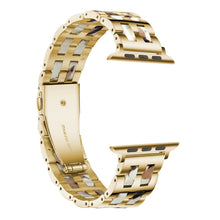 For Apple Watch 5 & 4 44mm / 3 & 2 & 1 42mm Stainless Steel + Resin Watch Band(Nougat)