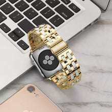 For Apple Watch 5 & 4 44mm / 3 & 2 & 1 42mm Stainless Steel + Resin Watch Band(Nougat)