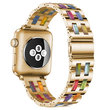 For Apple Watch Series 8&7 41mm / SE 2&6&SE&5&4 40mm / 3&2&1 38mm Stainless Steel + Resin Watch Band(Iridescent)