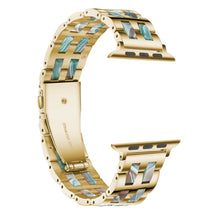 For Apple Watch Series 8&7 41mm / SE 2&6&SE&5&4 40mm / 3&2&1 38mm Stainless Steel + Resin Watch Band(Emerald Red)