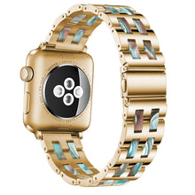 For Apple Watch Series 8&7 41mm / SE 2&6&SE&5&4 40mm / 3&2&1 38mm Stainless Steel + Resin Watch Band(Emerald Red)