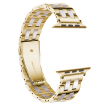 For Apple Watch Series 8&7 41mm / SE 2&6&SE&5&4 40mm / 3&2&1 38mm Stainless Steel + Resin Watch Band(Pink)