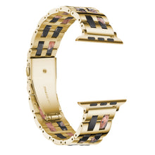 For Apple Watch Series 8&7 41mm / SE 2&6&SE&5&4 40mm / 3&2&1 38mm Stainless Steel + Resin Watch Band(Black Rose)