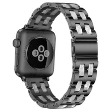 For Apple Watch Series 7 41mm / 6 & SE & 5 & 4 40mm / 3 & 2 & 1 38mm Stainless Steel + Resin Watch Band(Black)