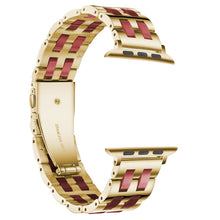 For Apple Watch Series 8&7 41mm / SE 2&6&SE&5&4 40mm / 3&2&1 38mm Stainless Steel + Resin Watch Band(Wine Red)