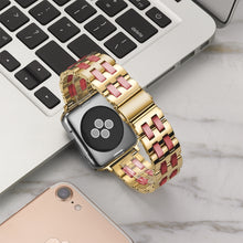 For Apple Watch Series 8&7 41mm / SE 2&6&SE&5&4 40mm / 3&2&1 38mm Stainless Steel + Resin Watch Band(Wine Red)