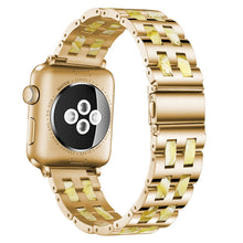 For Apple Watch Series 8&7 41mm / SE 2&6&SE&5&4 40mm / 3&2&1 38mm Stainless Steel + Resin Watch Band(Beeswax)