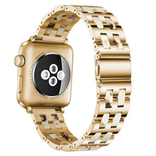 For Apple Watch Series 8&7 41mm / SE 2&6&SE&5&4 40mm / 3&2&1 38mm Stainless Steel + Resin Watch Band(Nougat)