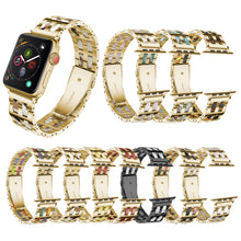 For Apple Watch Series 8&7 41mm / SE 2&6&SE&5&4 40mm / 3&2&1 38mm Stainless Steel + Resin Watch Band(Pink Flower)