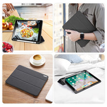 For iPad 9.7 inch(2017)/9.7 inch(2018)/iPad 6 DUX DUCIS Domo Series Horizontal Flip Magnetic PU Leather Case with Three-folding Holder & Pen Slot(Black)