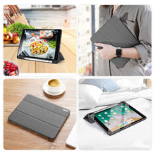 For iPad 9.7 inch(2017)/9.7 inch(2018)/iPad 6 DUX DUCIS Domo Series Horizontal Flip Magnetic PU Leather Case with Three-folding Holder & Pen Slot(Gray)