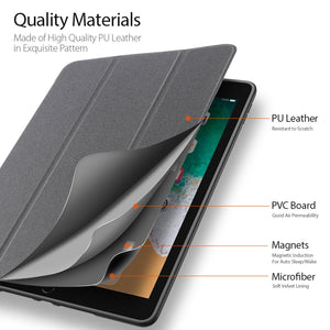 For iPad 9.7 inch(2017)/9.7 inch(2018)/iPad 6 DUX DUCIS Domo Series Horizontal Flip Magnetic PU Leather Case with Three-folding Holder & Pen Slot(Gray)