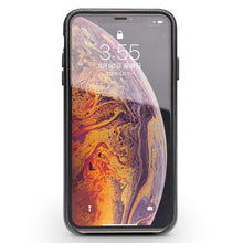 For iPhone XS Max QIALINO Shockproof Weave Cowhide Leather Protective Case(Black)