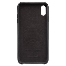 For iPhone XS Max QIALINO Shockproof Weave Cowhide Leather Protective Case(Black)