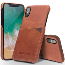 For iPhone X / XS QIALINO Shockproof Cowhide Leather Protective Case with Card Slot(Light Brown)
