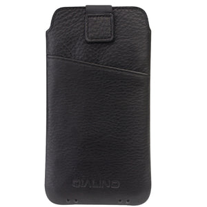 For iPhone X / XS QIALINO Nappa Texture Top-grain Leather Liner Bag with Card Slots(Black)