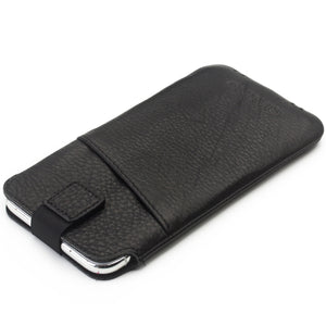 For iPhone X / XS QIALINO Nappa Texture Top-grain Leather Liner Bag with Card Slots(Black)