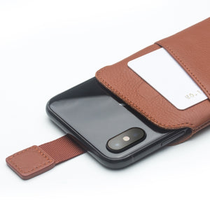 For iPhone X / XS QIALINO Nappa Texture Top-grain Leather Liner Bag with Card Slots(Brown)