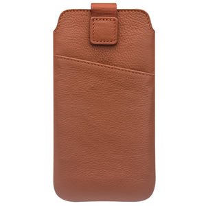 For iPhone X / XS QIALINO Nappa Texture Top-grain Leather Liner Bag with Card Slots(Brown)