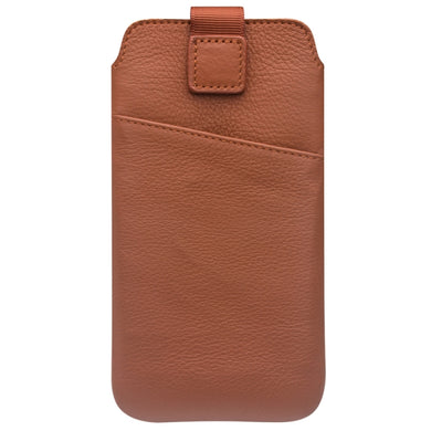 For iPhone XS Max QIALINO Nappa Texture Top-grain Leather Liner Bag with Card Slots(Brown)