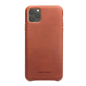 For iPhone 11 Pro QIALINO Shockproof Cowhide Leather Protective Case(Light Brown)