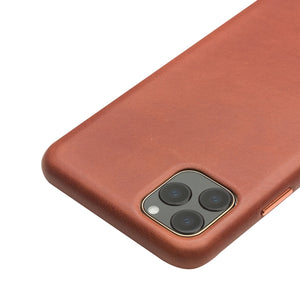 For iPhone 11 Pro QIALINO Shockproof Cowhide Leather Protective Case(Light Brown)